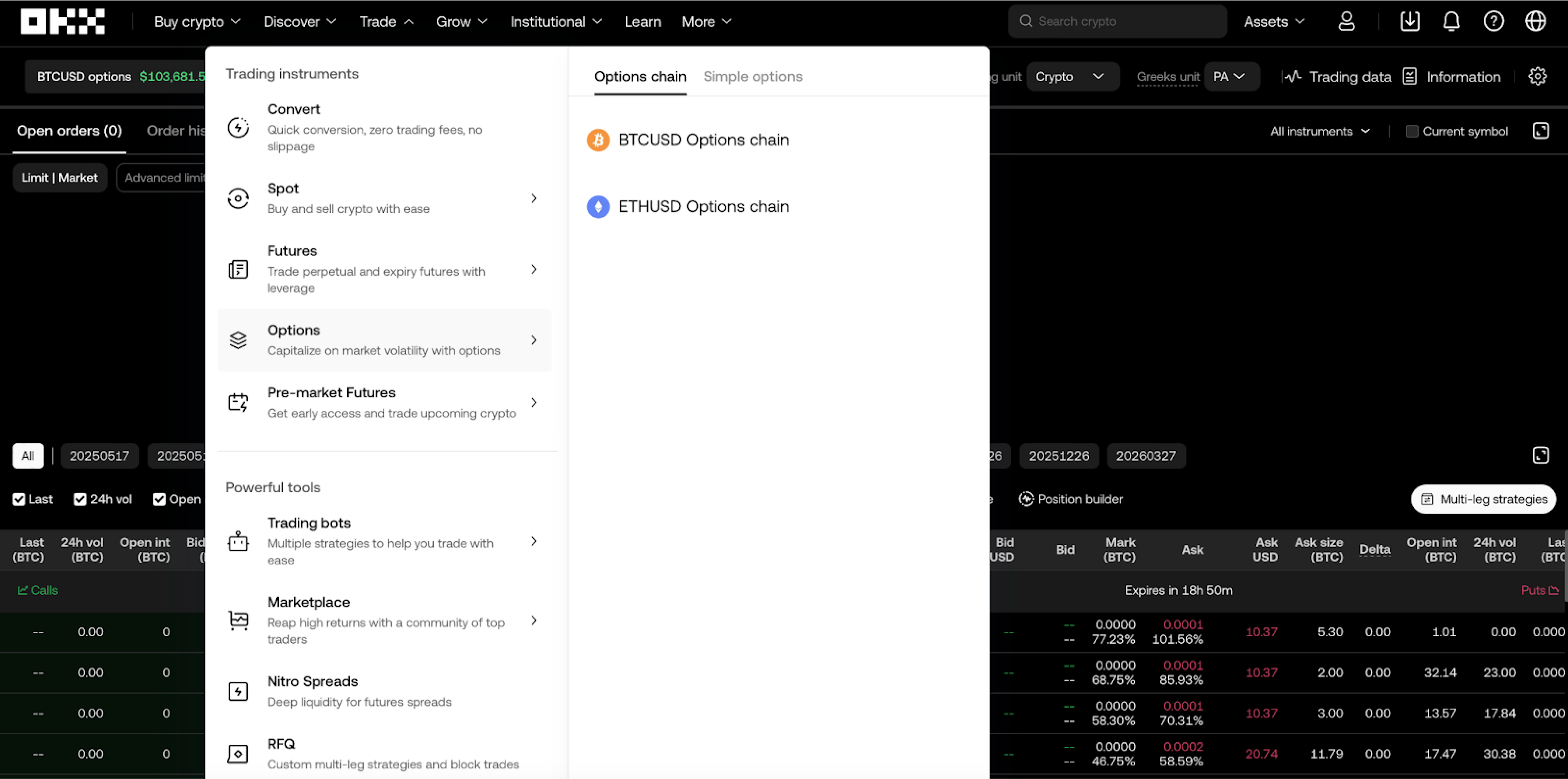 okx опционы